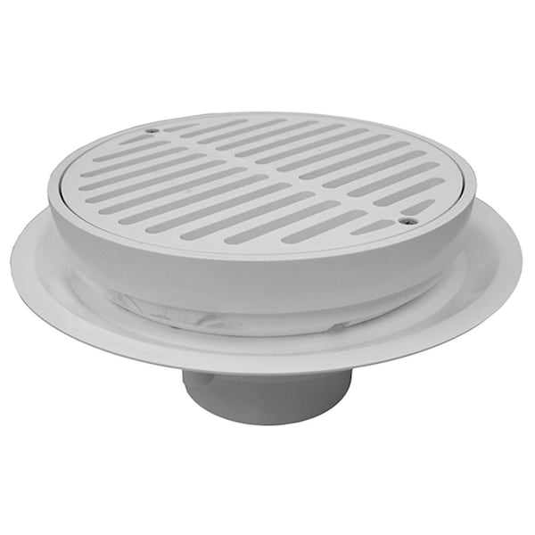 2in. Heavy Duty Traffic PVC Floor Drain with Full Plastic Grate and Ring